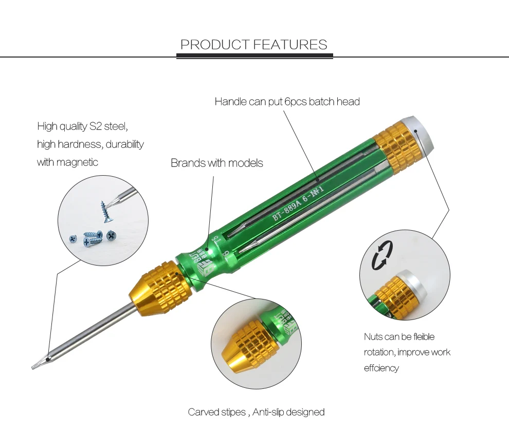 7 in 1 BST-899A High Quality Precision Screwdriver Phone Repair Tool 2.5mm Hex Nut Screw Driver for iPhone 5 6 6s Plus 7 8 X