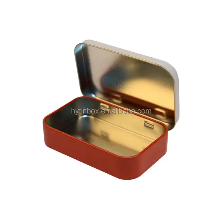 Hinged Lid Chewing Gum Tin Boxes Mint Tin Case Tablets Box 95x60x24 Mm