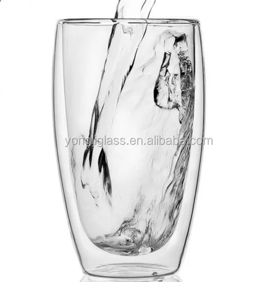 2020 new product high borosilicate glass double wall glass,custom print 450ml double glass