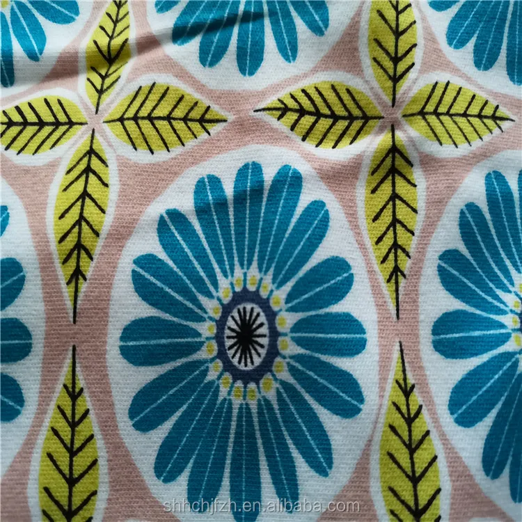 Flower Design Printed Cotton Jersey Fabric For Women Garment Buy