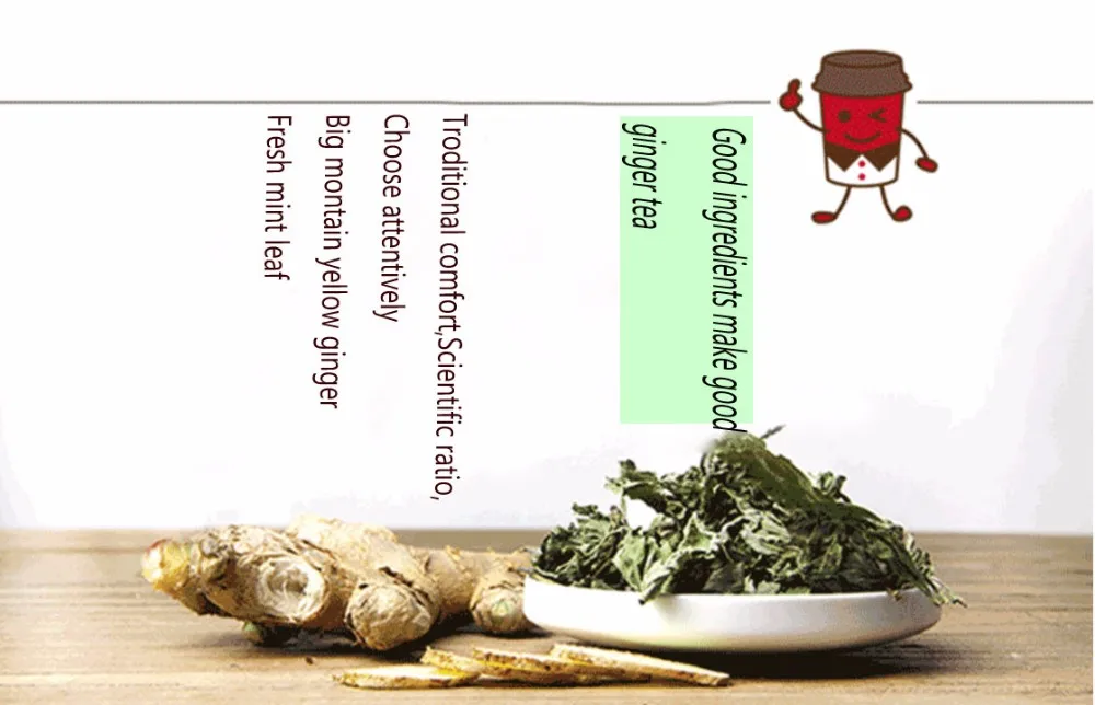natural dried mint leaves ginger tea in teabags as great mirning