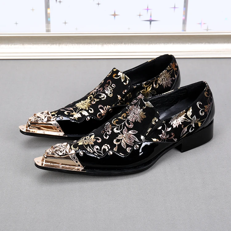 Details about   2021 Men's wedding shoes gold embroidery fashion nightclub party shoes size 