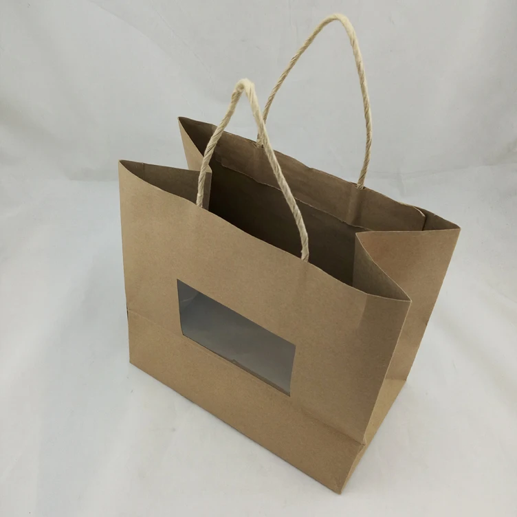 Twist Paper Handle Brown Paper Gift Bag With Clear Window Buy Paper