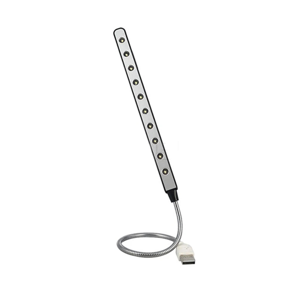 Flexible 10 Led Usb Table Lamp Laptop Usb Powered Desk Reading Lamp Foldable Ultra Bright Light
