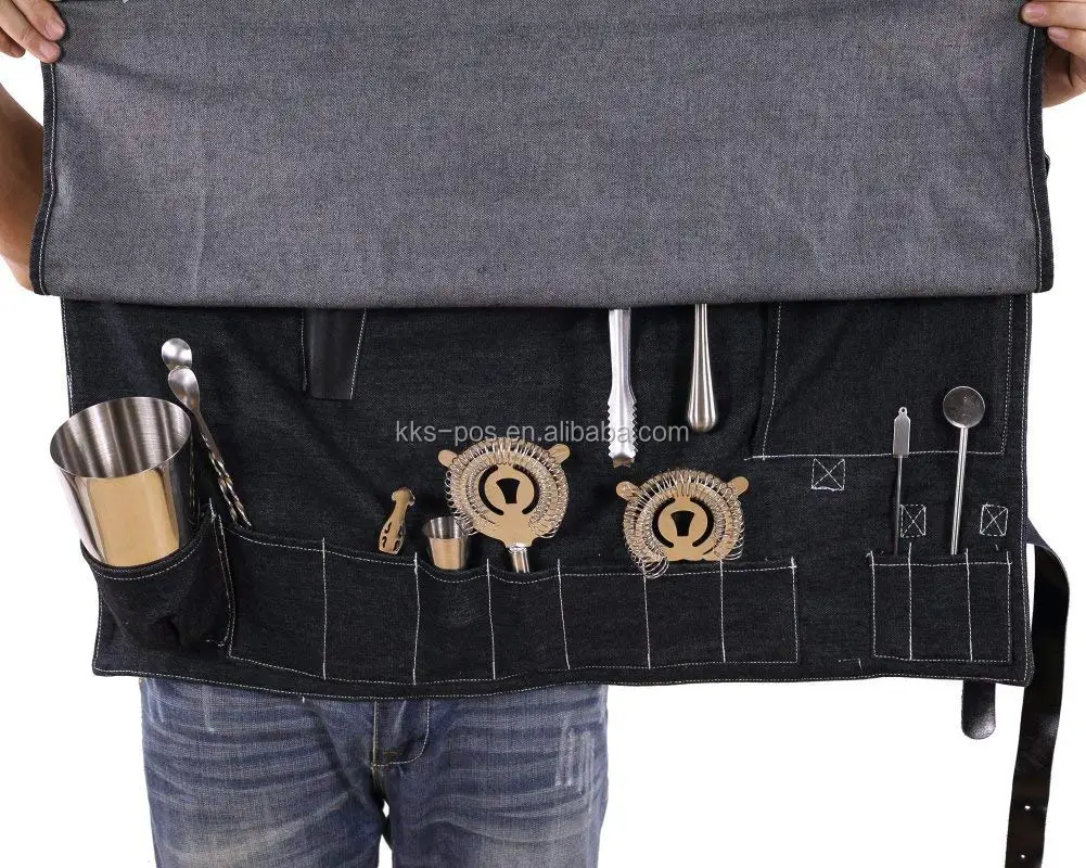 7 Piece Cocktail Bar Tool Set with Canvas Carry Bag