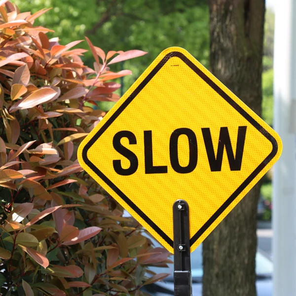 12x12" Aluminum Road Traffic Signs,6" Polygrip Handle Stop/slow Sign