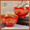 Creative Gifts Wooden Dragon And Phoenix Logo Wedding Bowl Custom Logo Chinese Bowl