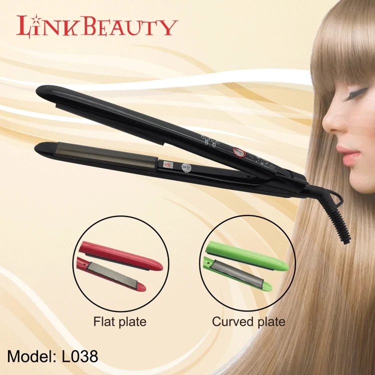Professional Tourmaline Ceramic Flat & Curved Plate Hair Straightener