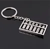 Silvery Chinese Style Accounting Purpose Tool 6 Rows Abacus Keychain Key Chain Ring Keyring