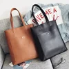 Wholesale fashion simple women lady large tote leather PU handbag with pocket