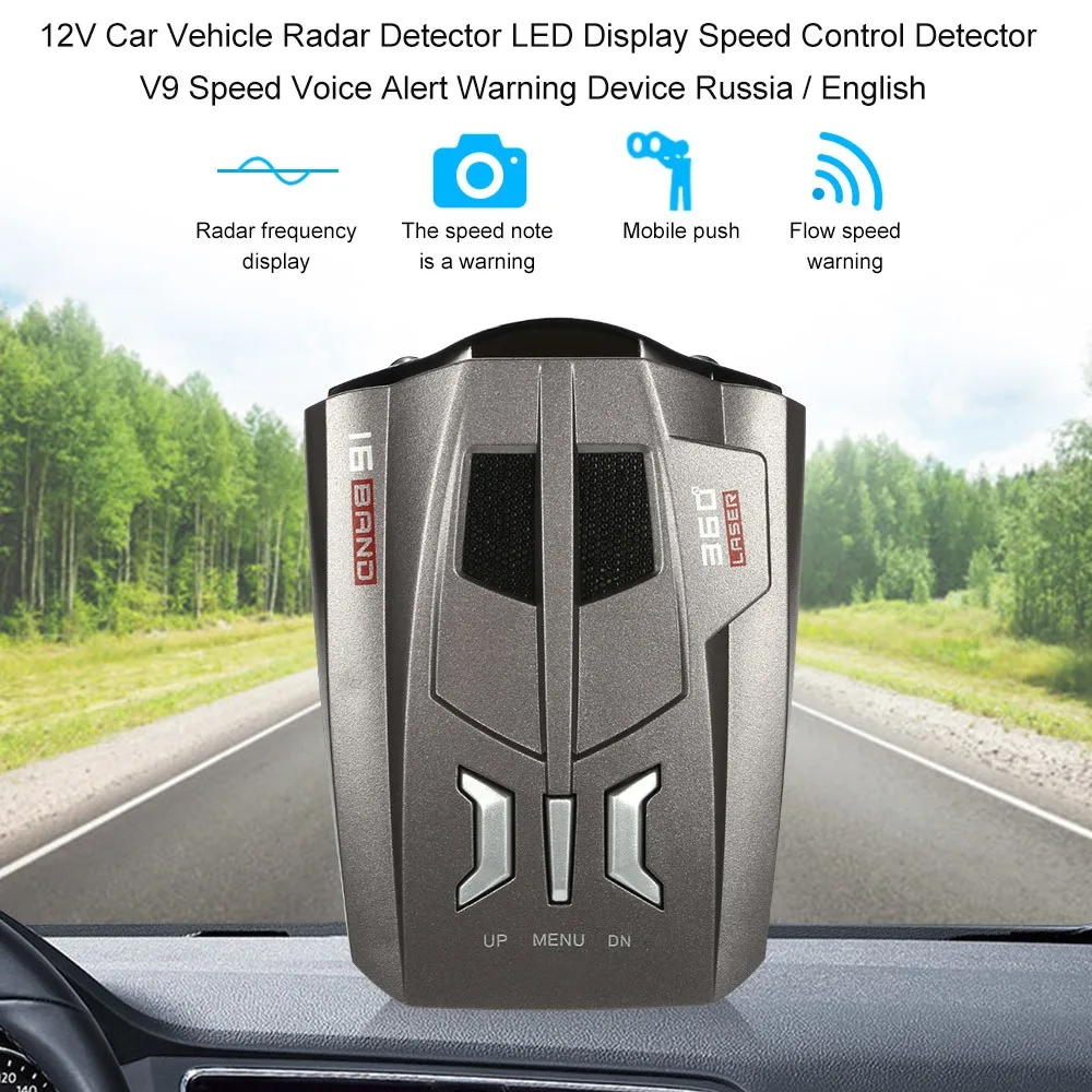 V9 2020 Car Radar Detector English Russian Human Voice Speed Warning X K SL# 