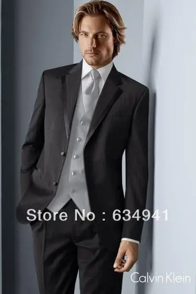 Western Wedding Tux black jacket pant silver vest TIE Custom italian men s FOR SUIT WESTERN STYLE WEDDING GROOM - Western Wedding Tux