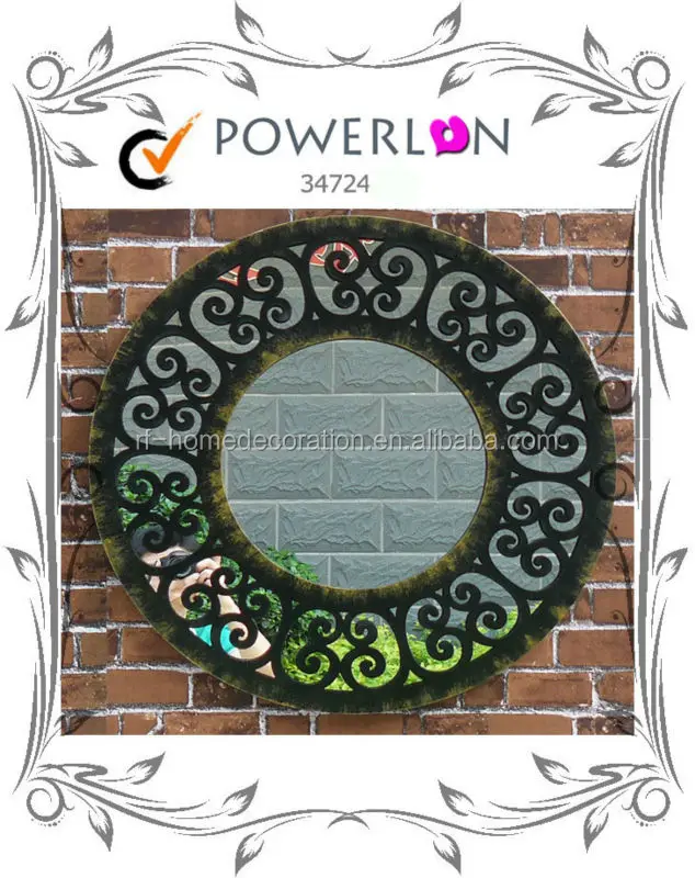 
Wholesale Antique Wrought Iron Frame Carved Round Mirror For Home Garden Patio 