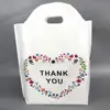 Simple style SES.CO 12x16 Die-Cut Handle Plastic Thank You Floral Merchandise Shopping Bags Beige White
