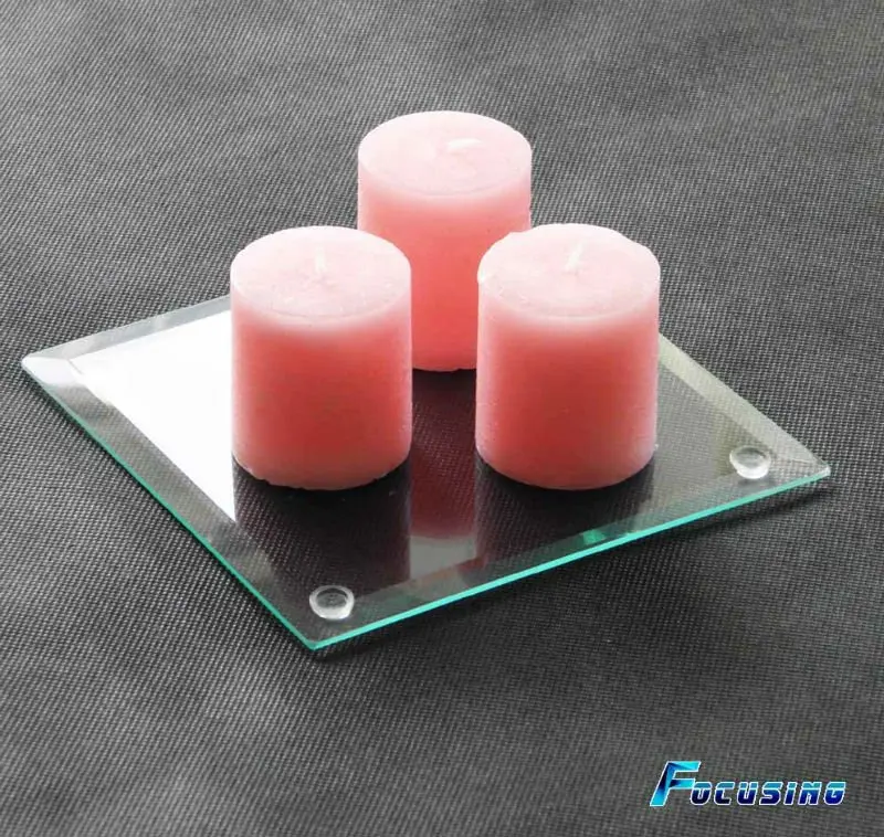 Clear Square Toughened Beveled Edge Glass Candle Plate Buy Glass