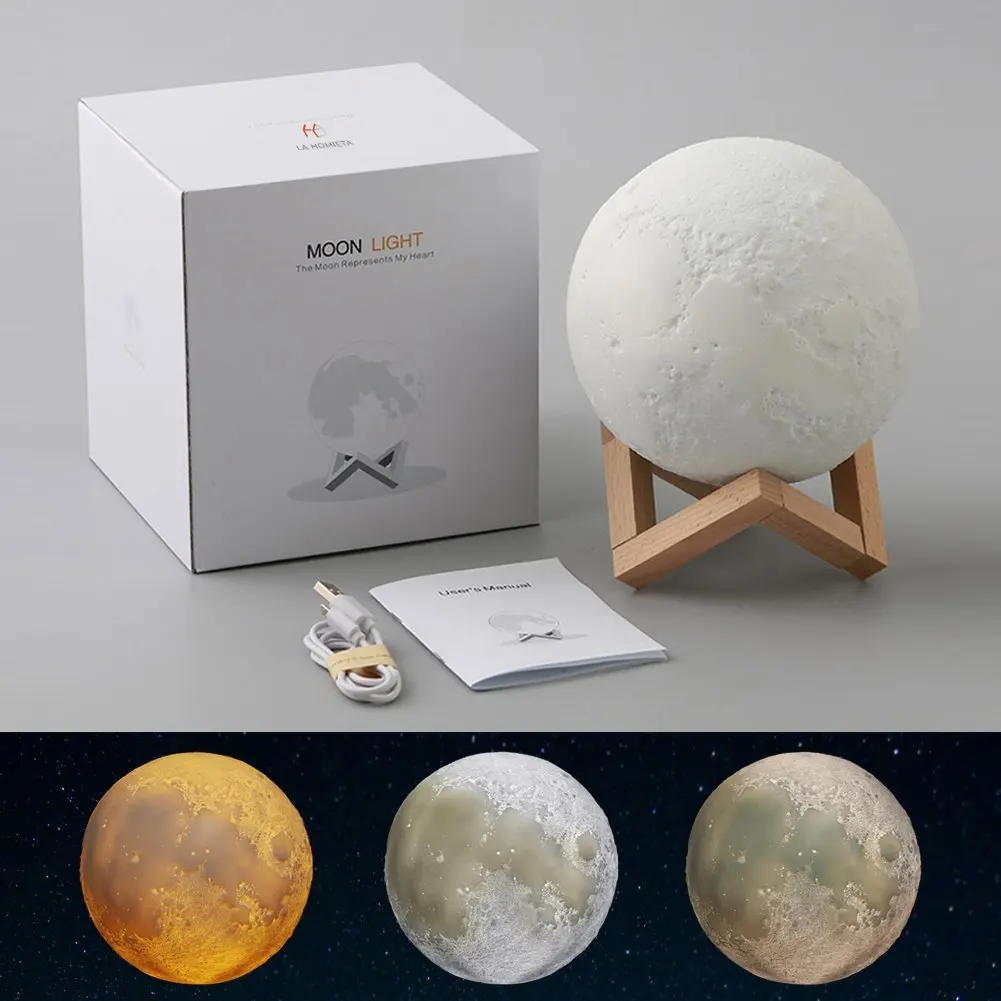 led lunar moon night light lamp table decorations 3d lamp
