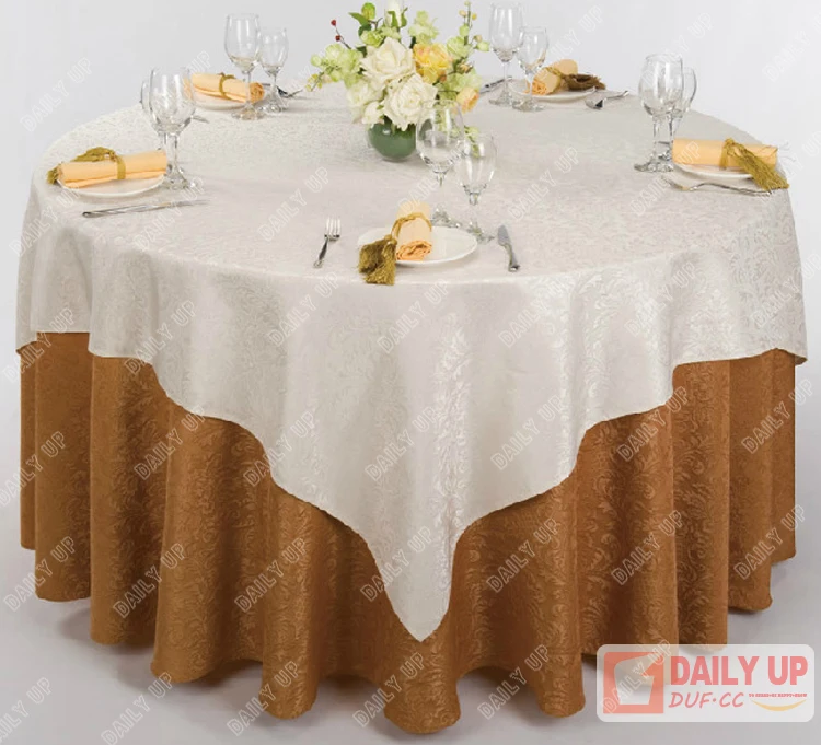 Overlay Table Cover Jacquard Banquet Table Cover for Wedding Polyester Hotel Plain Round Cover for Wedding Retardant Table Cloth