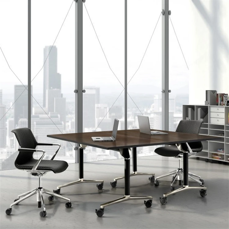 Foldable Desk Office Folding Training Room Table With Wheels 