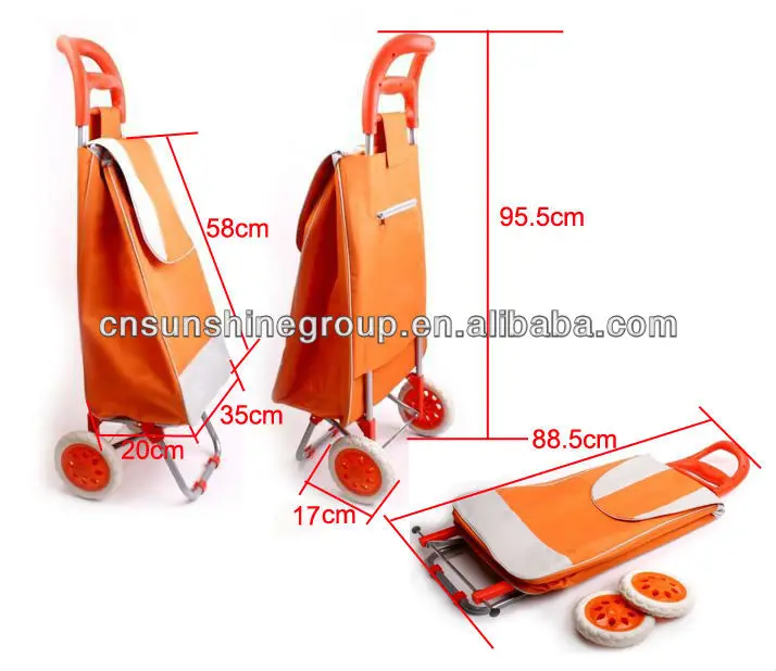 Supermarket 600d Polyester Folding Trolley Cart Vegetable Shopping