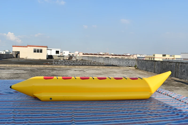 Crazy water park amusement inflatable flying fish towable banana water boat for water game 