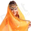 BestDance belly dance silk fan veil orange belly dancing chiffon veil arabic wedding veil OEM