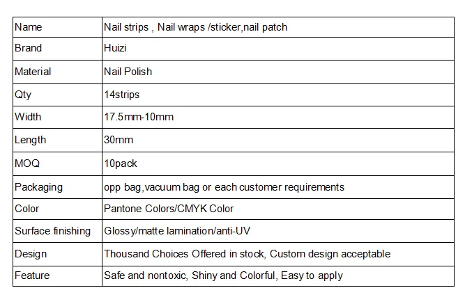 Fabrieksbenodigdhede Aangepaste ontwerp Nail Wraps Gel Polish Nail Sticker