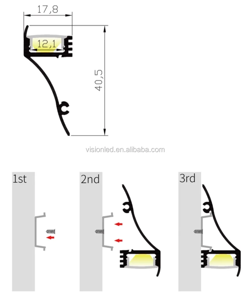 led strip aluminum profile for wall lighting