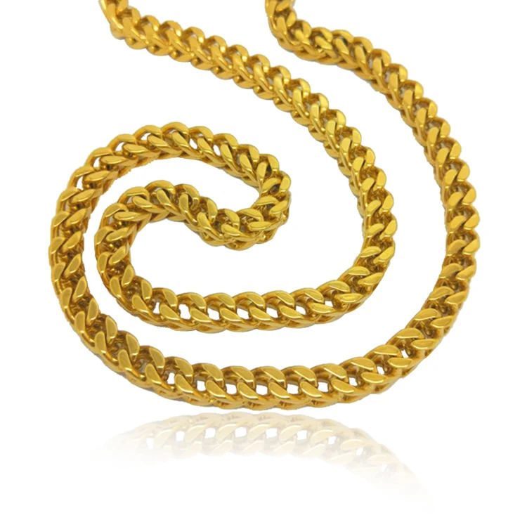 Wholesale Fashion 18K Yellow Gold Plated 5mm Mens Cuban Link Necklace