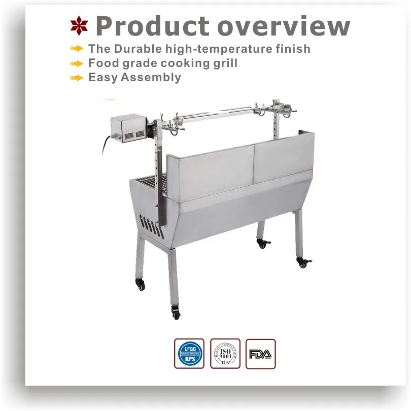 Large Charcoal Pig Grill Outdoor Spit Roaster Rotating Rotisserie Bbq