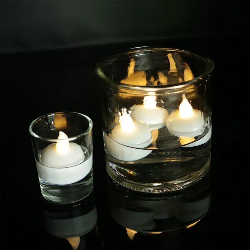 24 PCS Warm White Water LED Floating Tea Light, Flickering Flameless Candle Water Activated Floating Candle For Wedding, Party