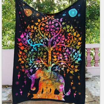 Indian Aubusson Colored Printed Decor Mandala Tapestry Boho Wall Carpet Living Room Blanket Beach Towel Tree Elephant Tapestry Buy Boho Decor