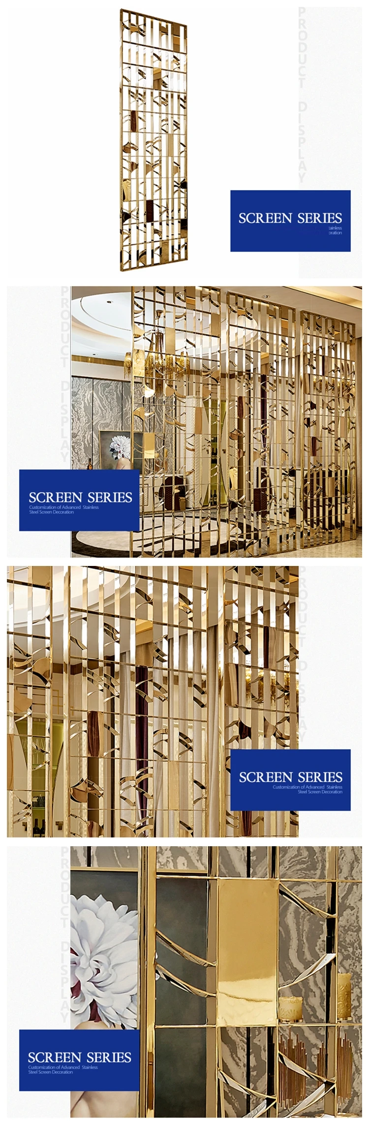 China manufacturer stainless steel screens dividers home decor stainless steel gold partition screen room divider