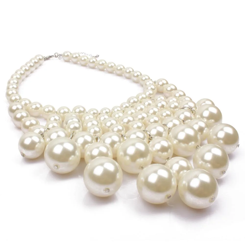 Big Imitation Pearl Beads Women Statement Pendant Collar Necklace Buy