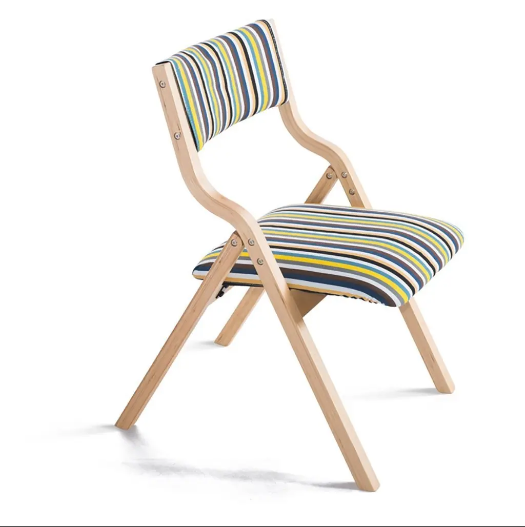 fold up chairs Wood folding chair simple modern home cloth dining chair desk chair back chair computer chair chairs Folding Chairs (Color : 3)