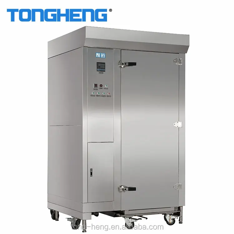 High capacity commercial pastry steaming machine auto lifting single door trolley type steamer