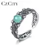 CZCITY New Design Open Rings Silver Jewelry Rings for Women Vintage CZ Punk Fascinating Ring Fine Wedding Jewelry