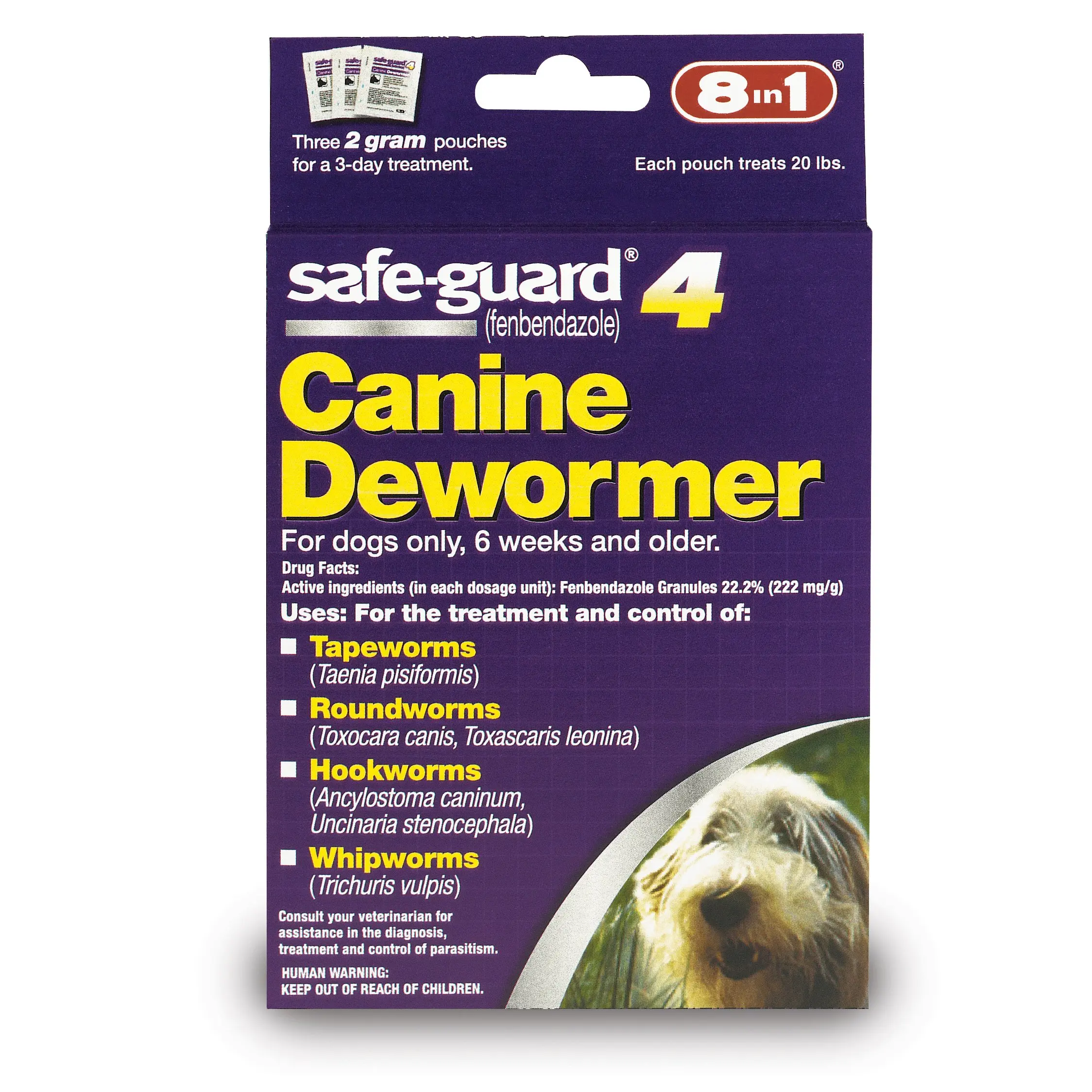 Excel 8in1 Safe-Guard Canine Dewormer for Dogs, 3-Day Treatment