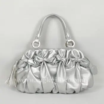 silver metallic handbag