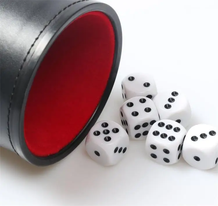 Felt Lined Pu Leather Dice Stacking Cup Set With 6 Dot Dices Buy