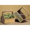 Country style distressed vintage wooden rectangle flower pots with handle