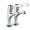 High Neck Pillar Kitchen Sink Tap Pair Chrome Contract Lever Handle Kitchen Sink Faucet for UK Market