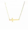 Personalized Tiny Gold Sideways Cross Charm 925 Sterling Silver Necklace
