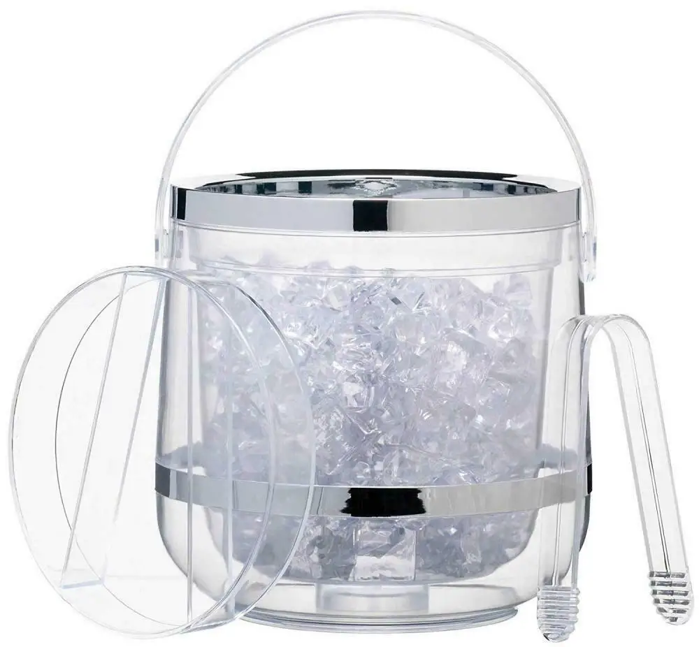 定制花式设计压花冰桶,美丽的丙烯酸透明酒冰桶