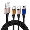 Fast Charging 3 in 1 multi port smart phone usb cable charger for type C 2A usb cable