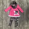 new Halloween FALL/Winter baby kids outfits 3 pieces scarf hot pink top skull pant sets girls cotton lace boutique clothes sets