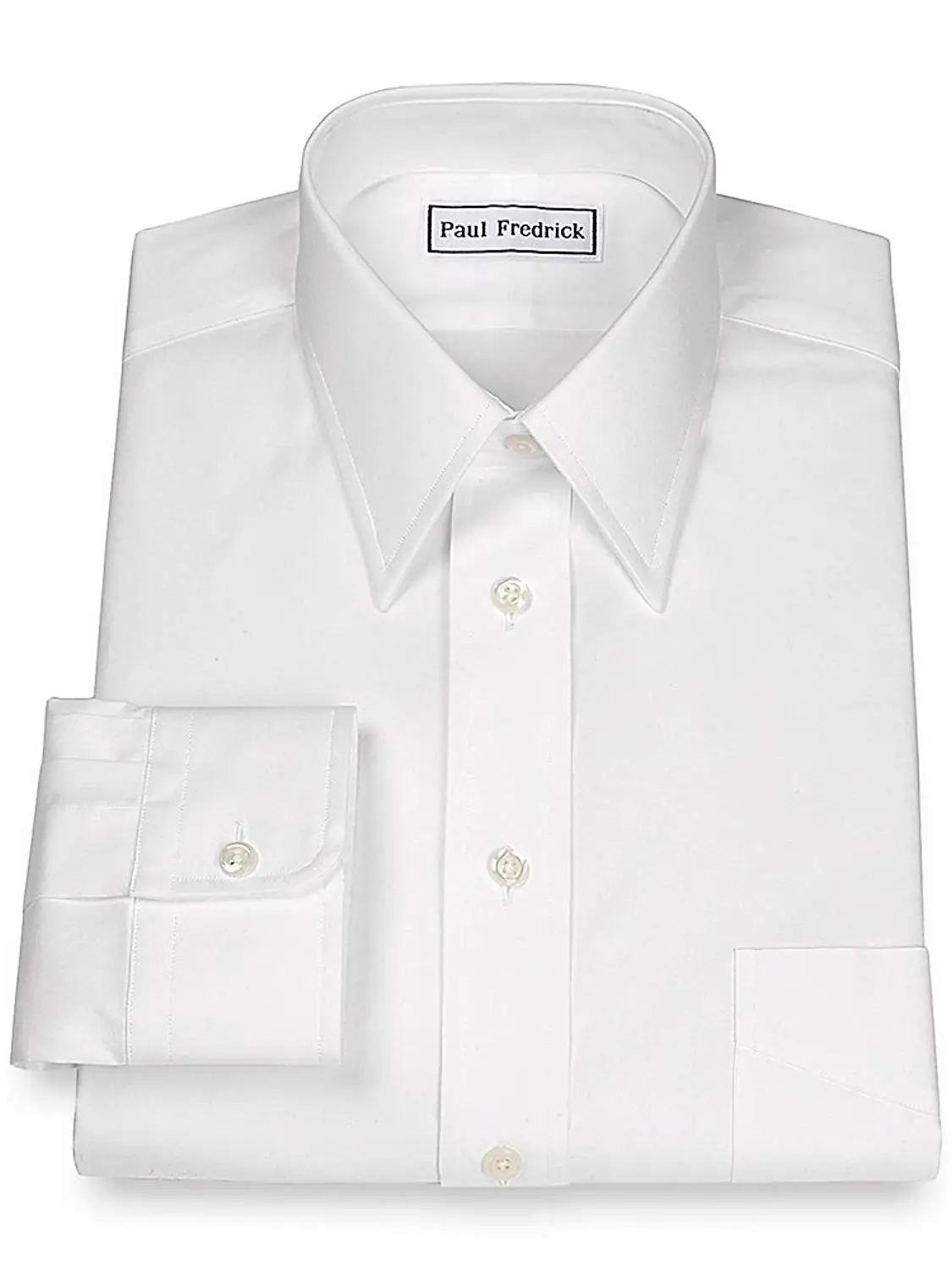 Paul Fredrick Mens Pinpoint Windsor Spread Collar French Cuff Dress Shirt