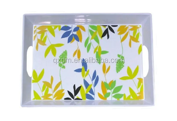 39x27cm Wholesale Melamine Serving Tray , Plastic Tray with handle