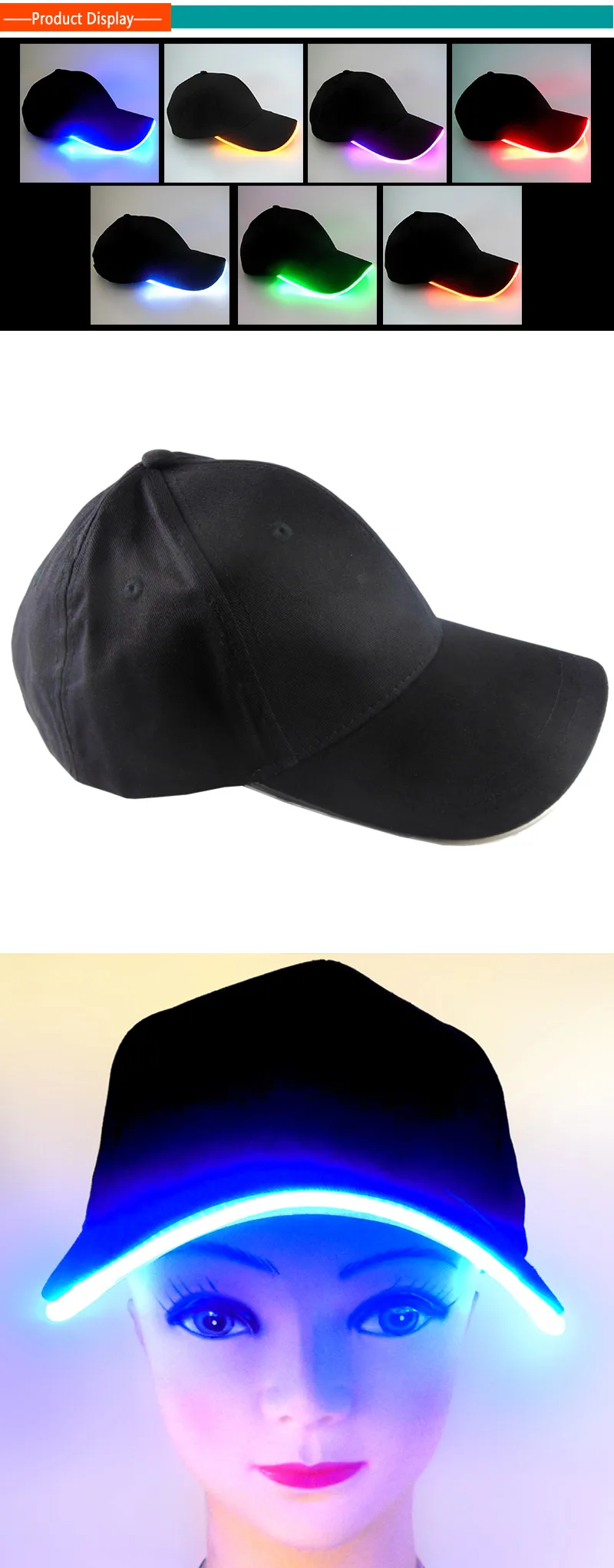 Custom Logo Baseball Led Caps Hats With Builtin Led Light Buy Custom