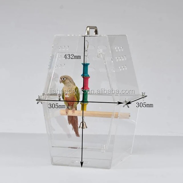 Large Plexiglass Acrylic Decorative Bird Cage With Stainless Bowl And