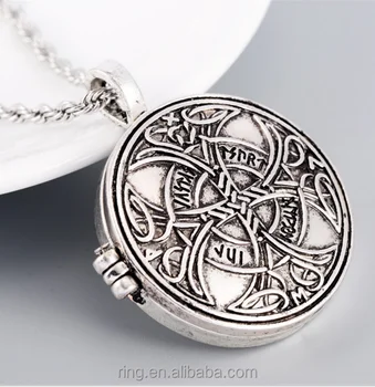 Knot Love Cross Pendant Viking Norse Rune Photo Box Locket Necklace ...